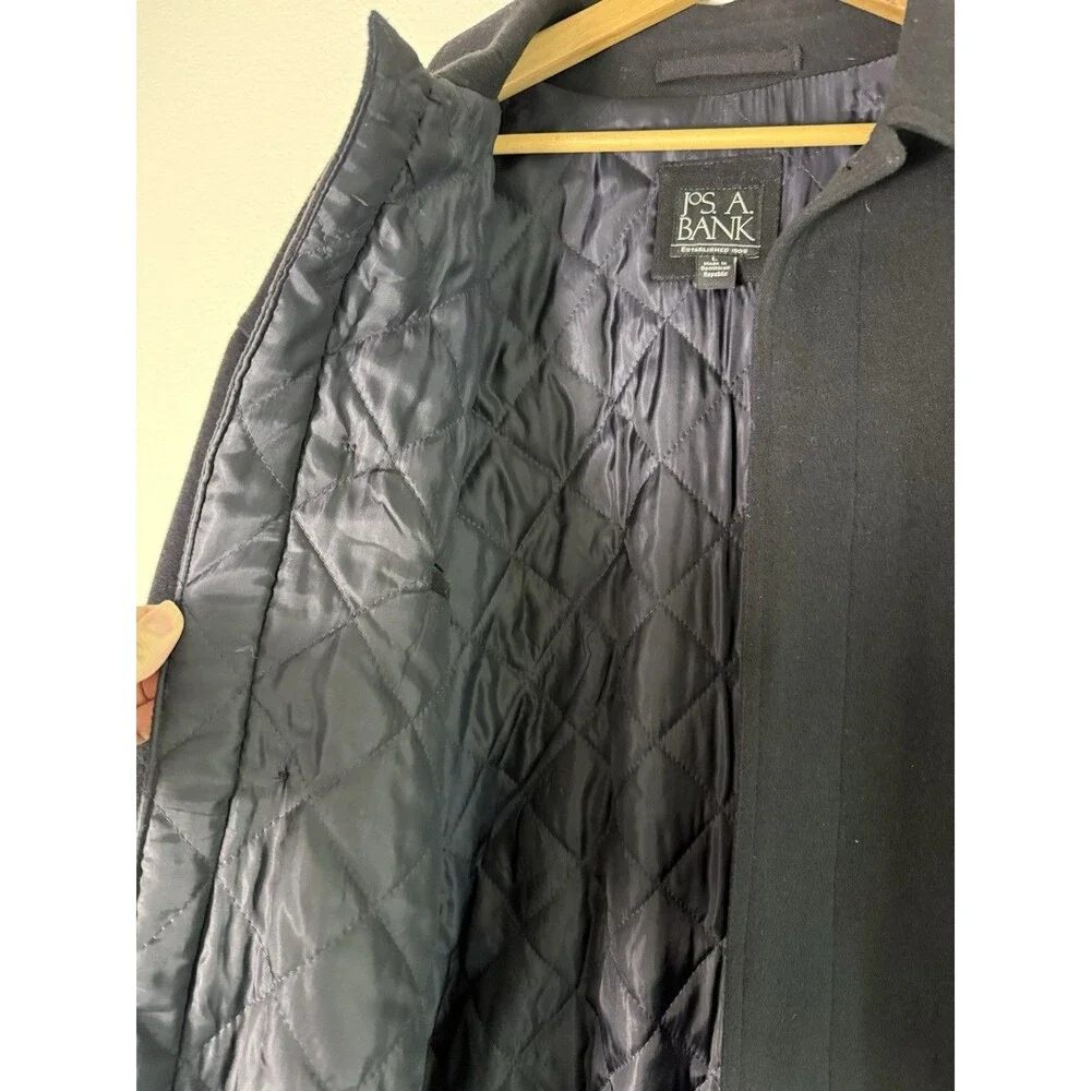 Jos. A. Bank Black Wool Cashmere Bomber Jacket Men’s Large Quilted Lined Zip